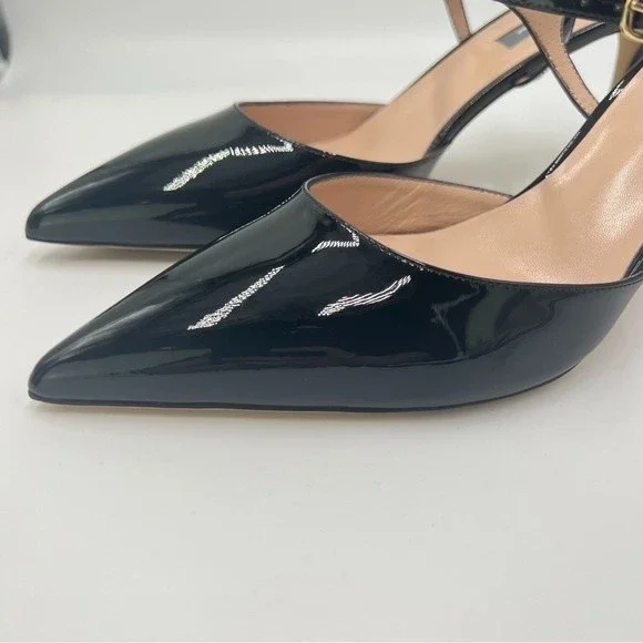 SJP Sarah Jessica Parker Size 40.5 10.5 Black Patent Leather Pump Heels Shoes‎